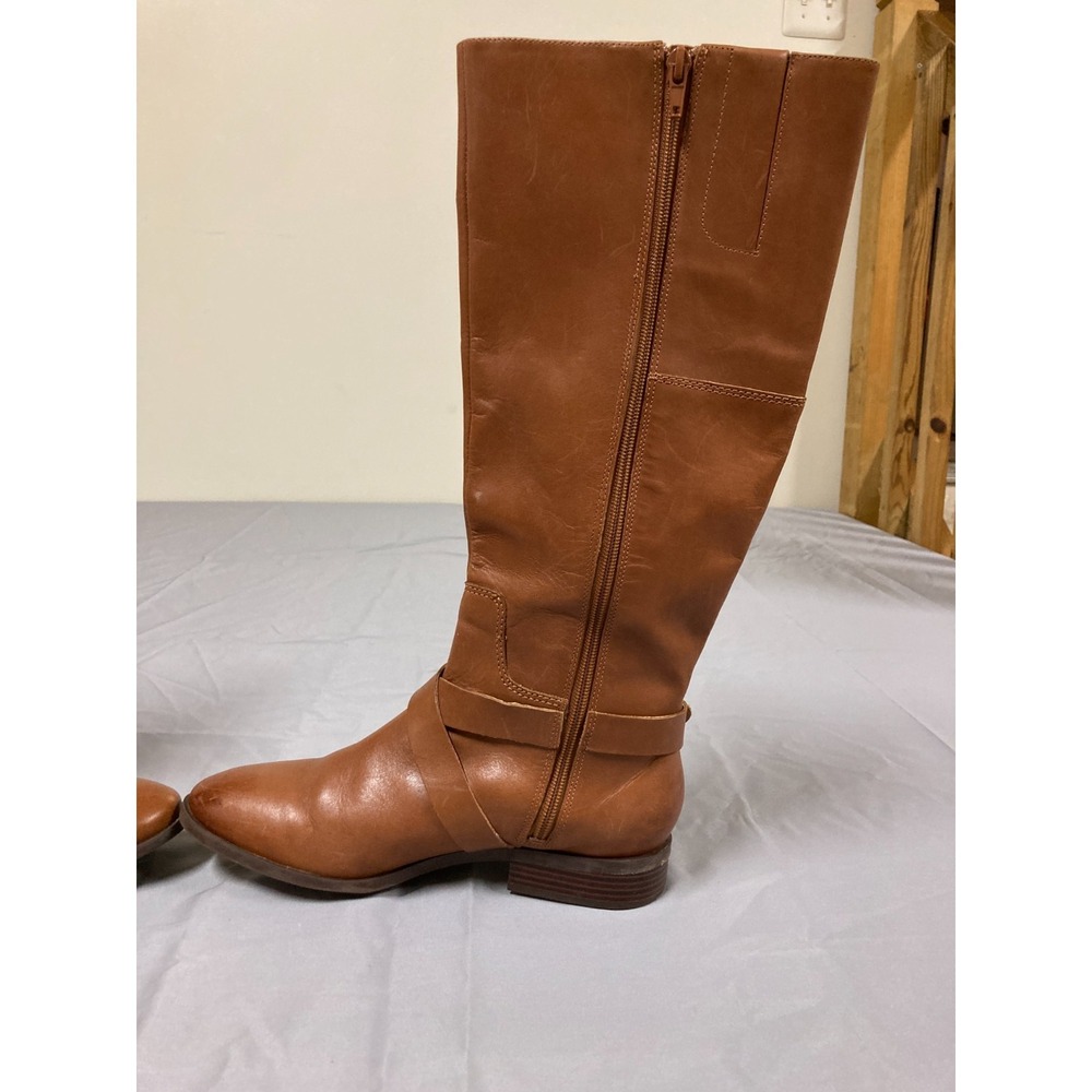 Nine West Blogger Leather Knee-High Riding Boots Women's Brown Side-Zip - 8M - Picture 6 of 10
